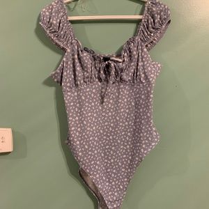 Light Blue Floral Bodysuit